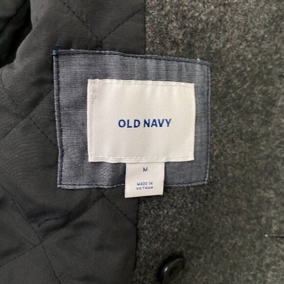 Old Navy Pea Coat Men's Medium Gray Wool Blend Military Coat Jacket Peacoat - Picture 6 of 14